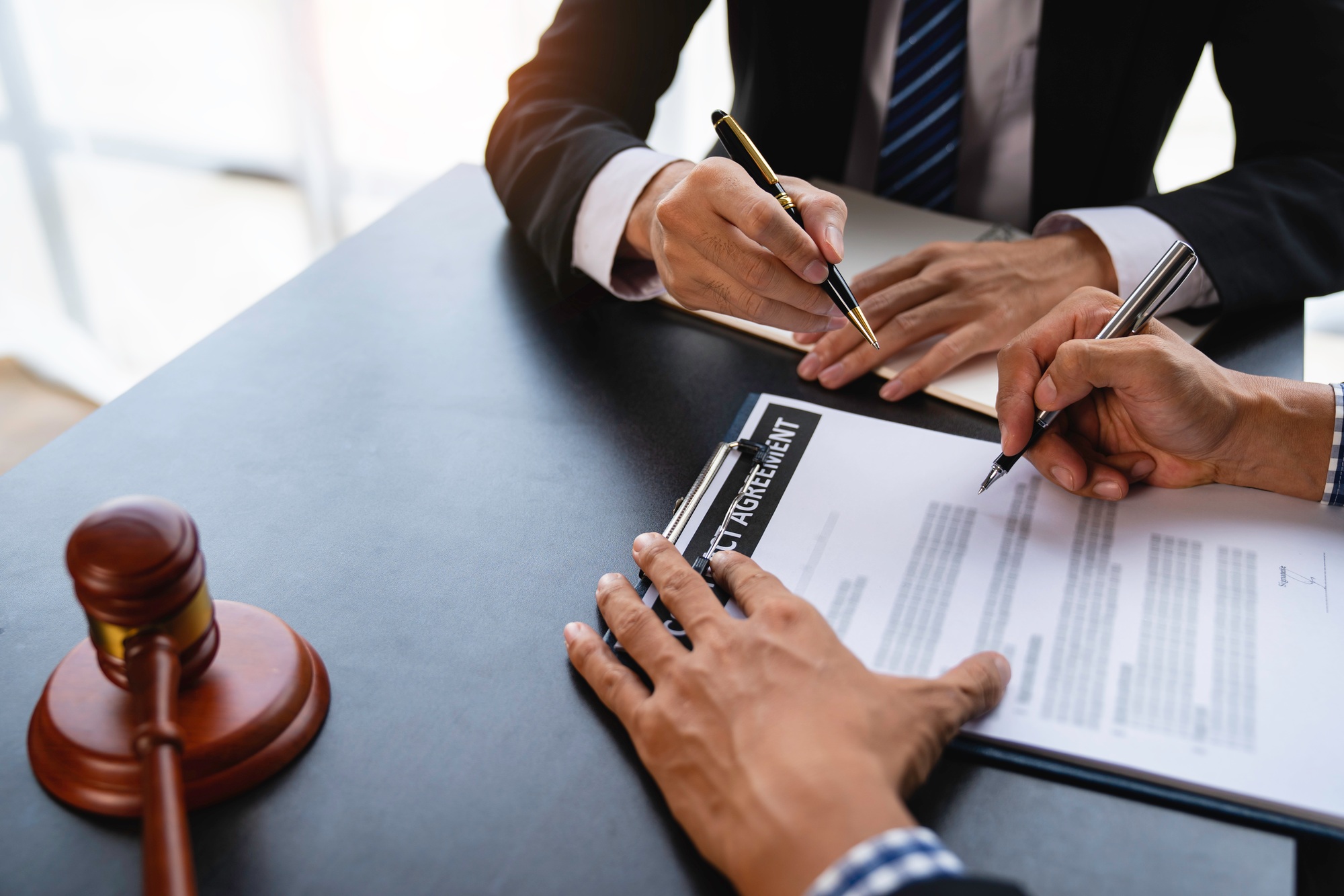 Business law concept, Lawyer business Consultation between male lawyers and business clients, tax an